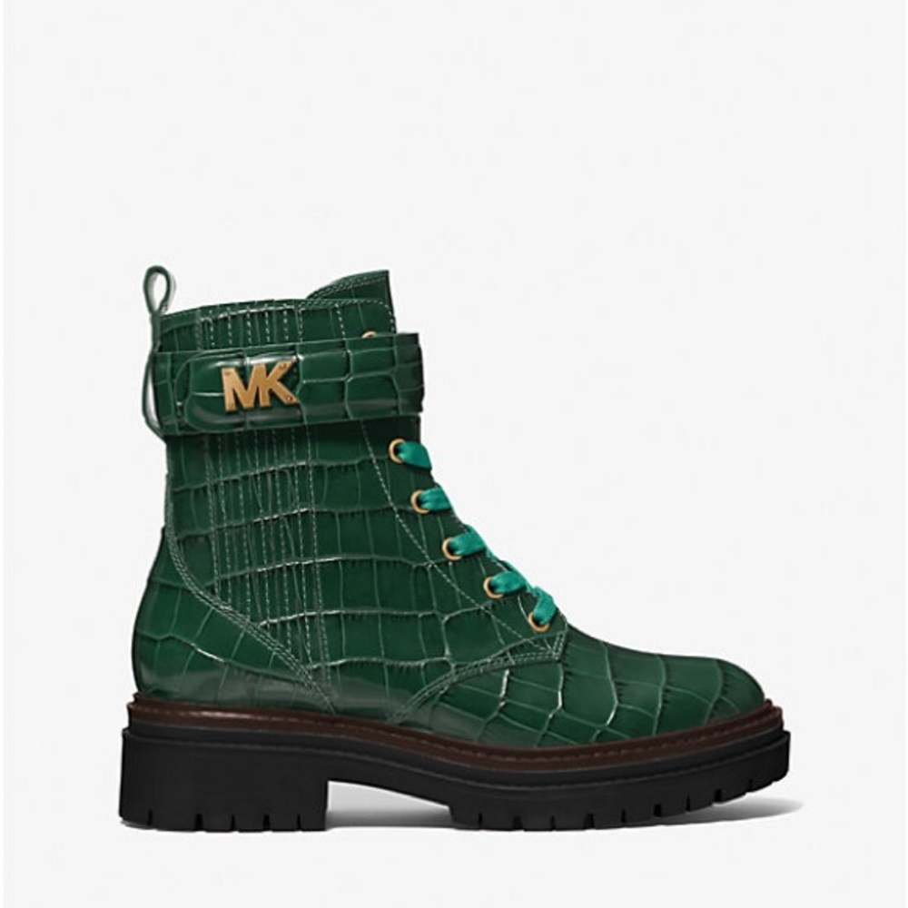 Michael Kors Green Croc-Embossed Boots